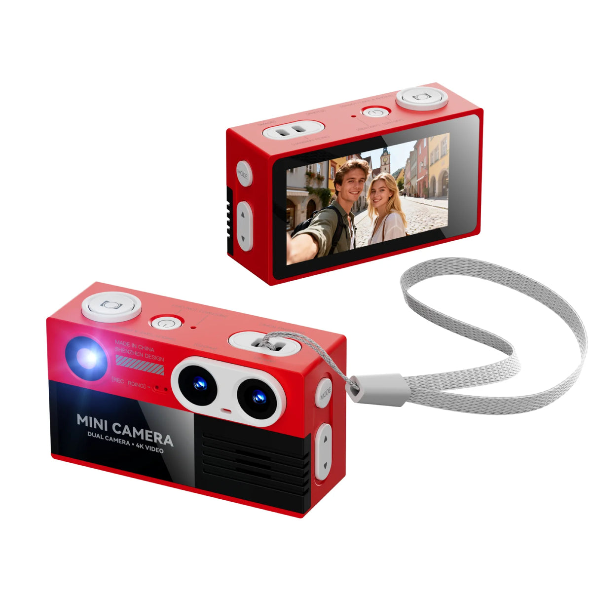 G9 Palm-Sized Mini Digital Camera 1.97inch Screen with Flashlight Multiple Filters Keychain Portable Digital Camera For Gift NEW Zpaxo G9 White Red Camera Add 64G