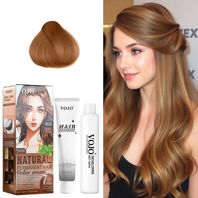 Semi-Permanent Hair Dye,100ml and 100ml Coloring Agent,Easy to Apply,Hair Coloring Unisex Natural Hair Cream for All Hair Types Zpaxo Light Brown