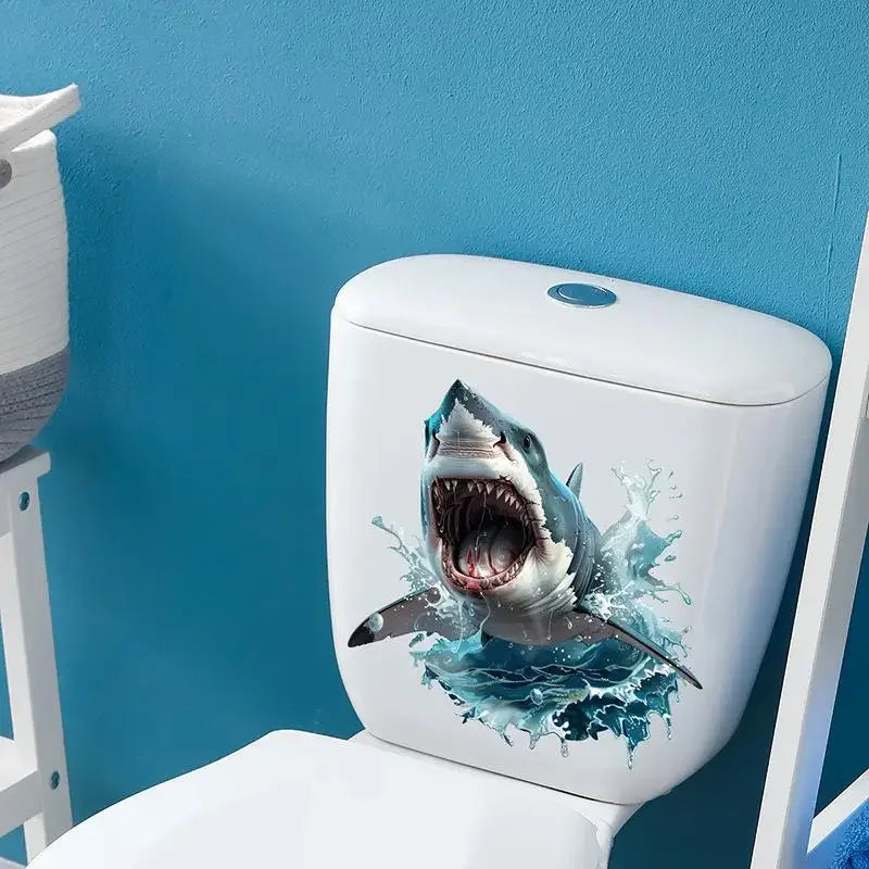 30*30cm PVC Sticker 3D Shark Wall Decal Waterproof Self-Adhesive Sticker For Bathroom & Bedroom Decor Zpaxo