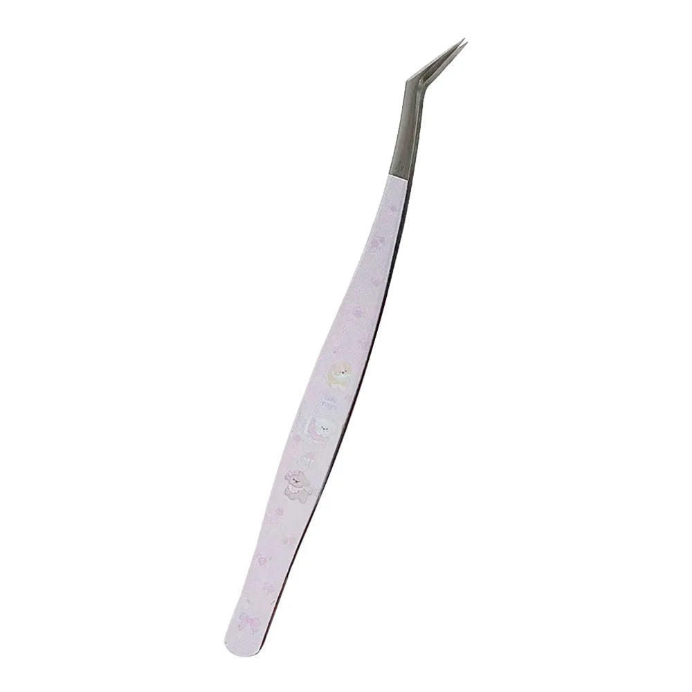 Metal Curved Stickers Tweezers High Precision Cartoon Lashes Extension Tweezer Anti-static Eyelash Curler Beauty Makeup Tools Zpaxo Style 2