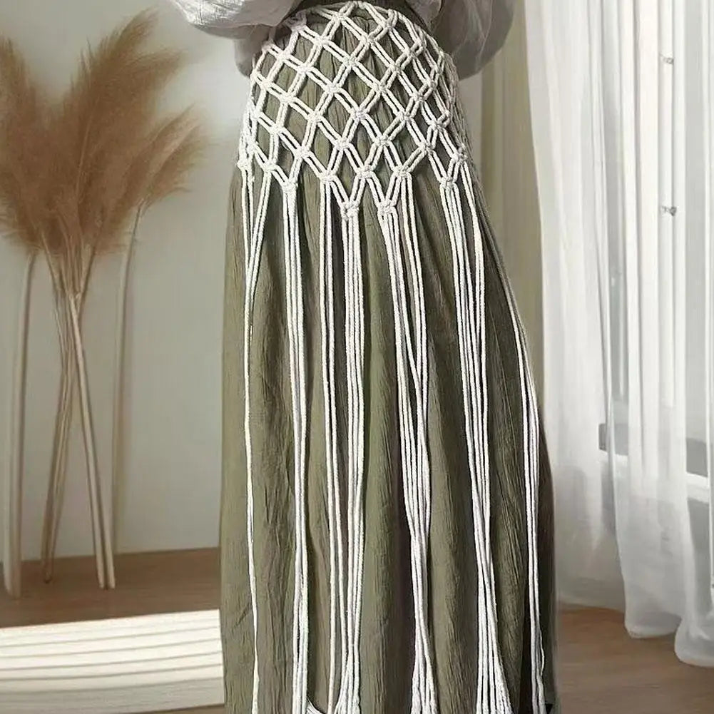 Bohemian Tassel Waist Belt – Handwoven Macrame Fringe Wrap Boho Tassel Belt Zpaxo