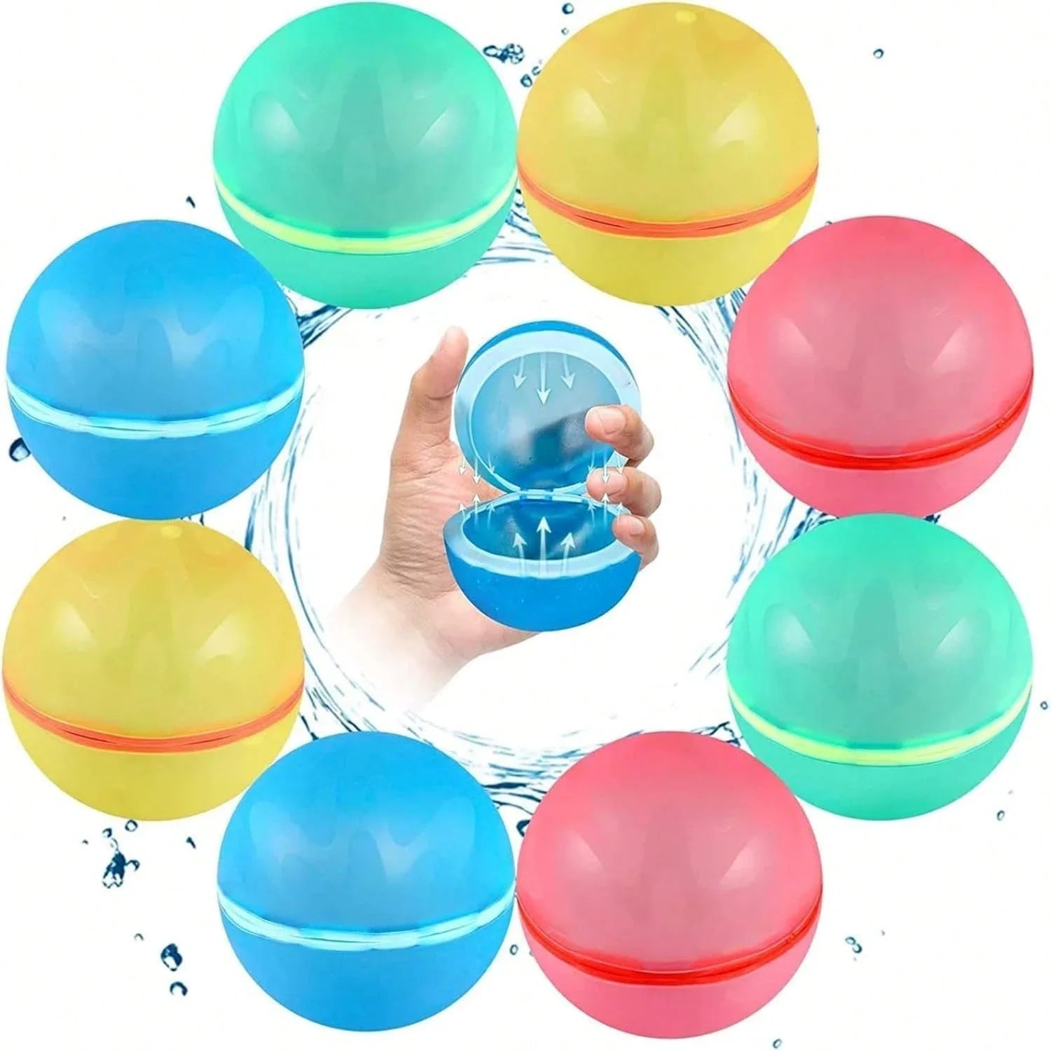 1- Reusable Water Balls Self-seal Fast Inflating Silicone Summer Pool