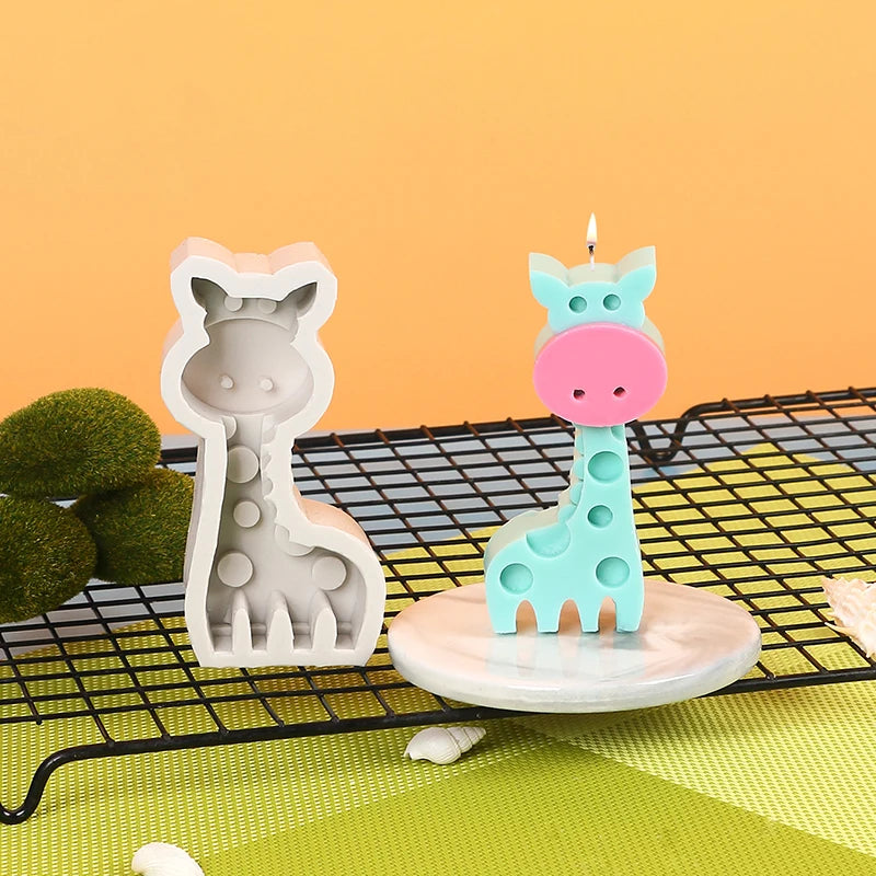Dinosaur Elephant Giraffe Candle Silicone Mold DIY Frog Owl Rabbit Animals Chocolate Fondant Cake Mold Clay Plaster Soap Mking M Zpaxo
