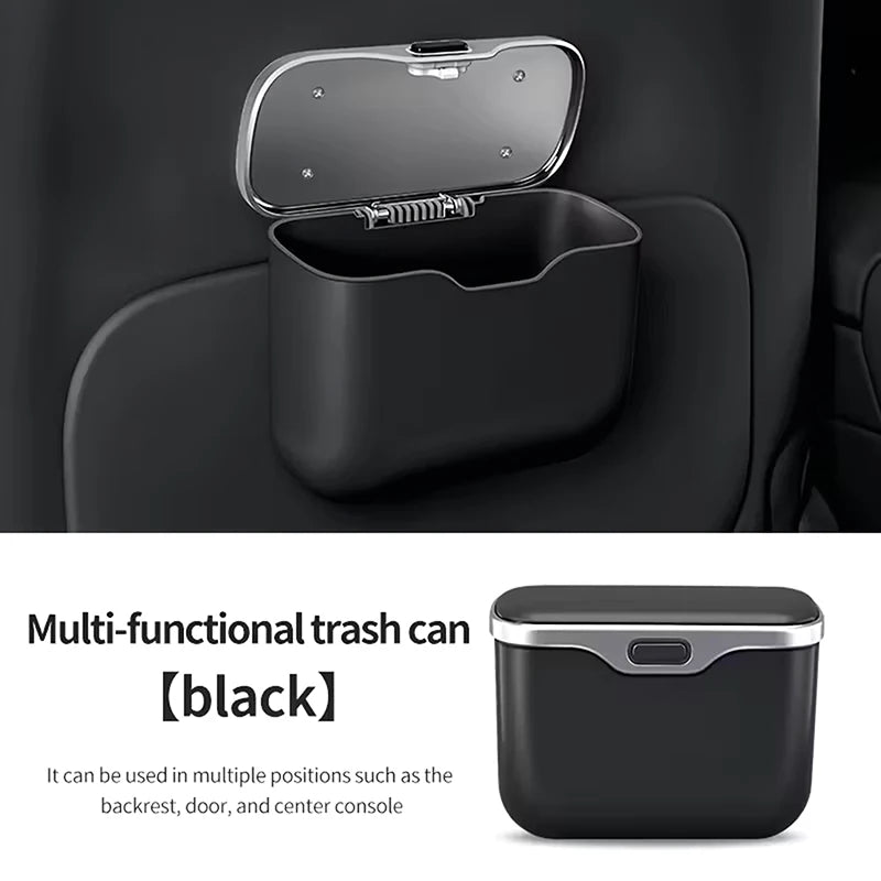 Car Trash Can – ABS Rolling Cover, Dry & Wet, Universal Fit