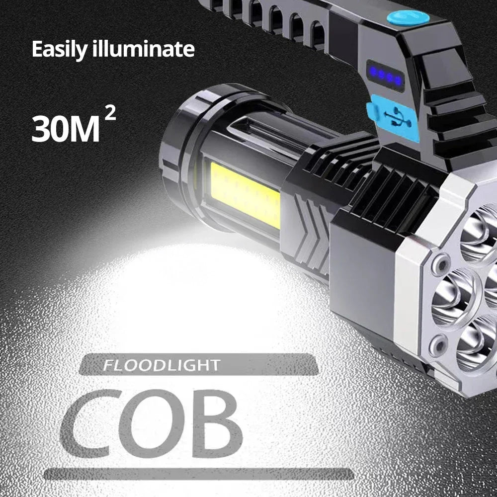 ESMARTER 7-LED Rechargeable Flashlight with COB Side Light 1000lm