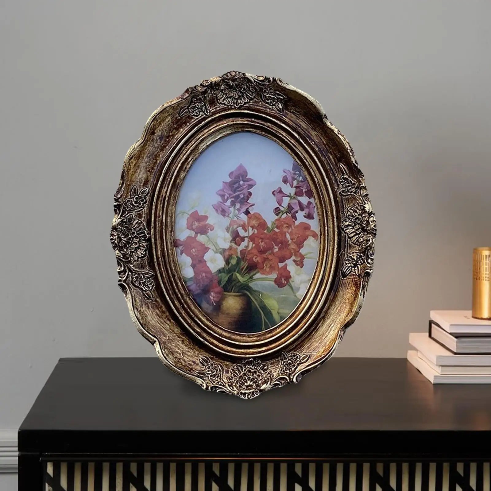 Vintage Oval Resin Photo Frame – European Baroque Style Vintage Picture Frame Zpaxo Default Title