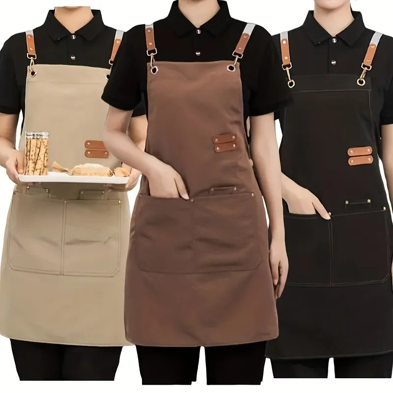 Multi-pocket Apron Adjustable Strap Design Perfect Coffee Bars Zpaxo