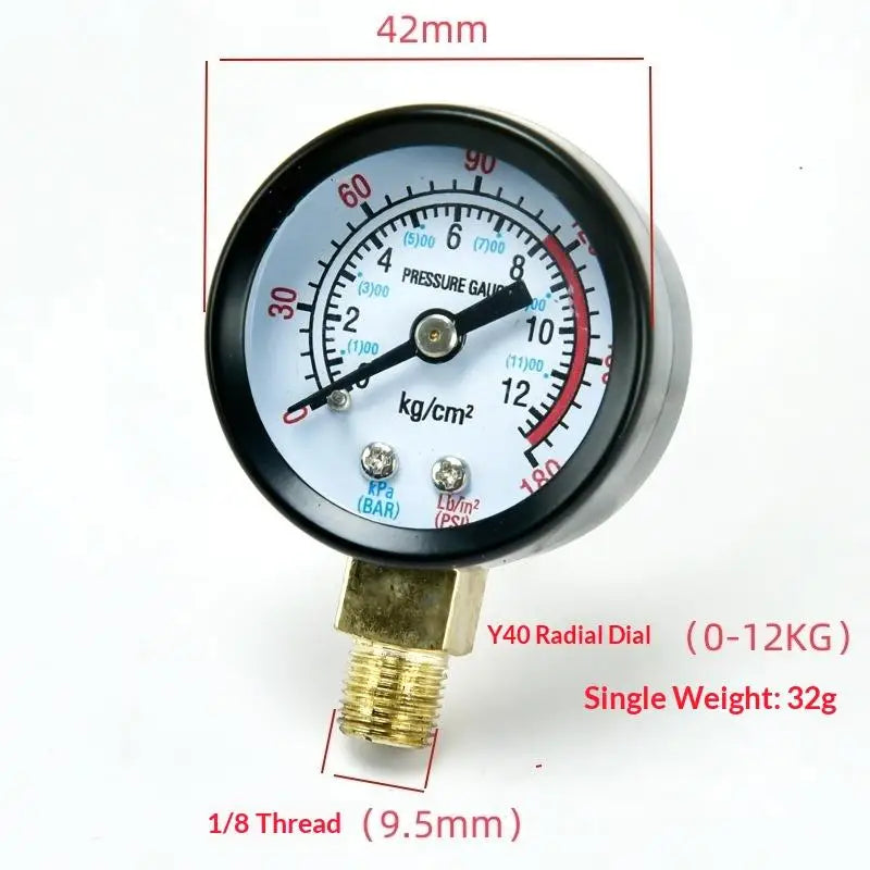1Pcs 0-25Bar 0-10Bar 0-12Bar Hydraulic Fluid Measuring Instrument Air Compressor Pressure Gauge DIY Accessories Zpaxo A8