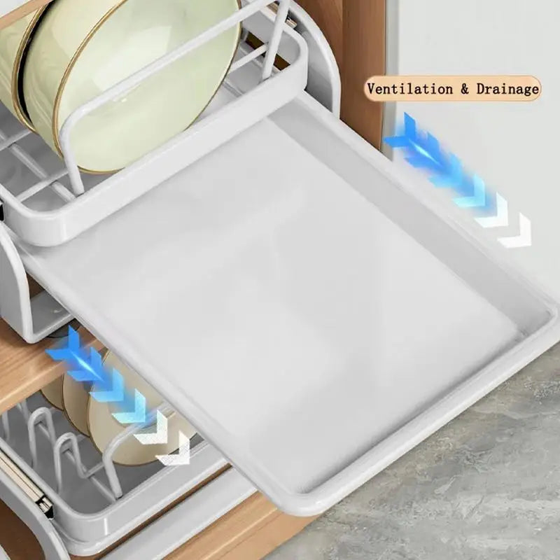 Sliding Dish Rack Kitchenware Storage Shelf Kitchen Drying Cabinets
