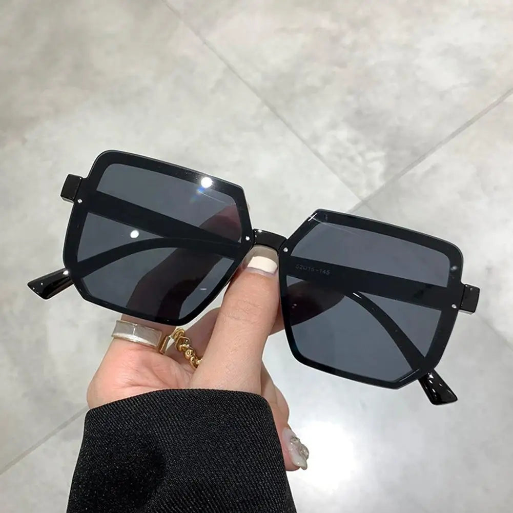 Oversized Square Rimless Sunglasses UV400 Unisex Vintage Shades Fashion Sunglasses Zpaxo
