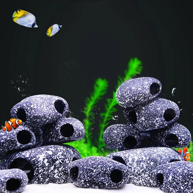 Aquarium Decoration Stone Shelter Rock Caves for Shrimp Cichlid Hiding Breeding Spawning Hideout Decor for Territorial Fish Zpaxo