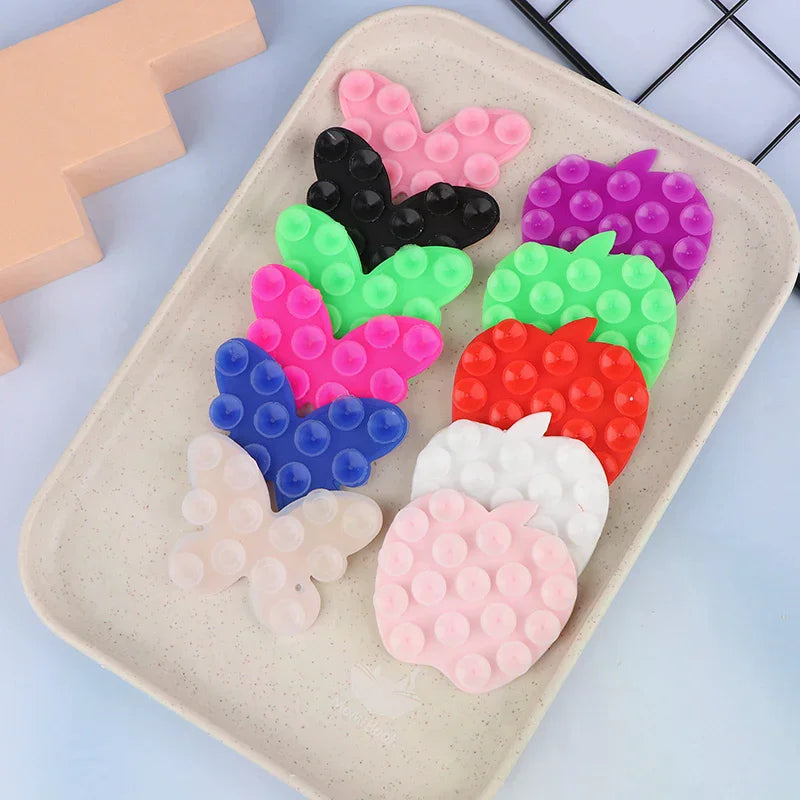 For Mobile Phone Fixture Suction Cup Backed Adhesive Silicone Fixed Sucker Pad 1Pc Butterfly Shaped Silicone Pad Zpaxo