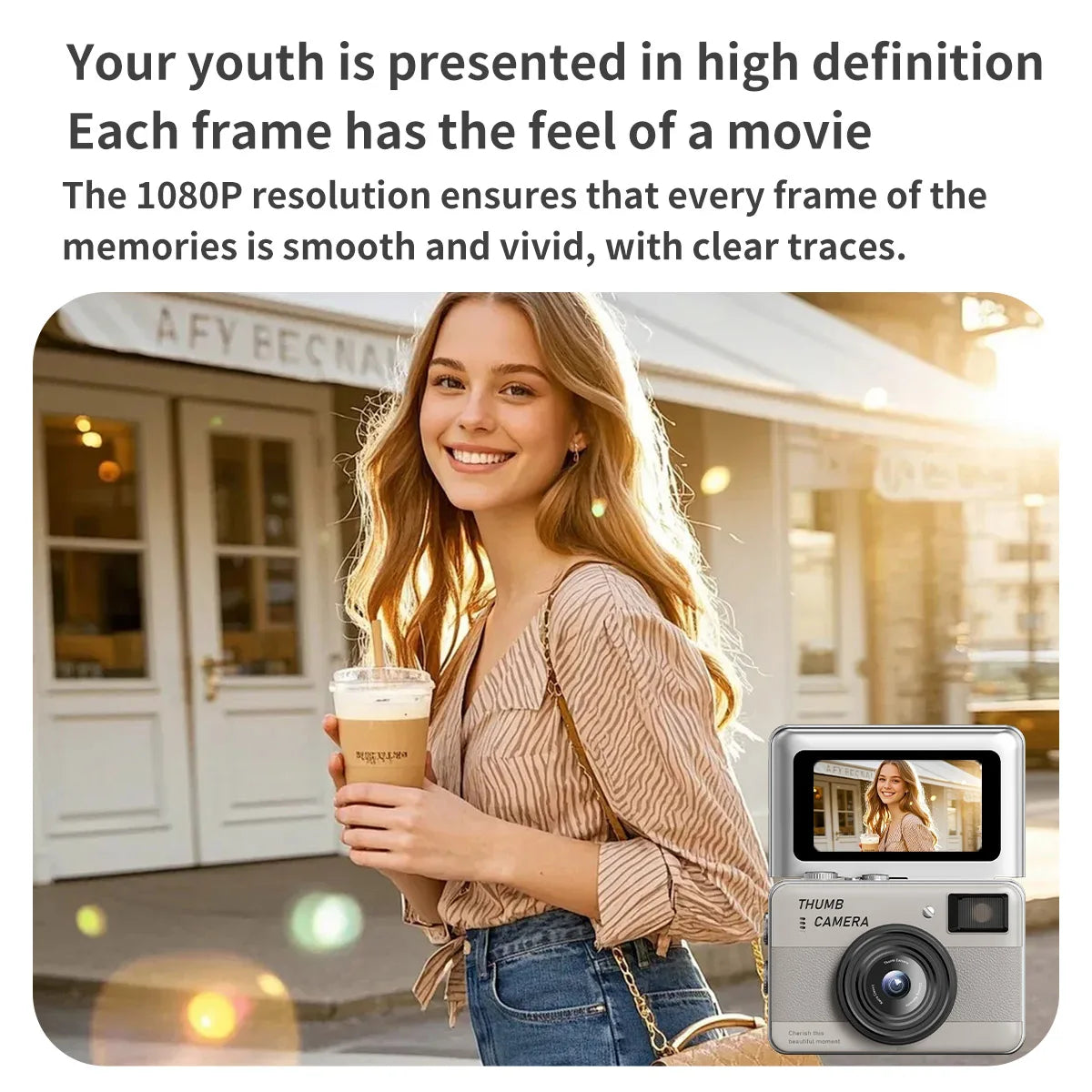 6800W Pixels Mini Digital Camera Portable HD One-Touch Photo Thumb Selfie Camera 1.47inch Flip Screen CCD CameraVideo Recorder Zpaxo