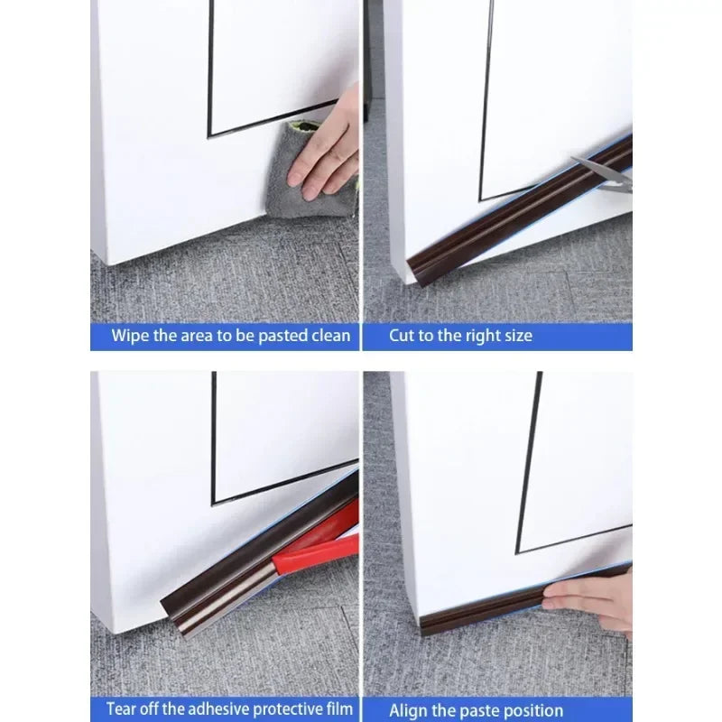 Hot 90x4cm Waterproof Door Sealing Strips Plastic Self-Adhesive Solid Color Door Bottom Seal for Soundproof Insect Windproof Zpaxo