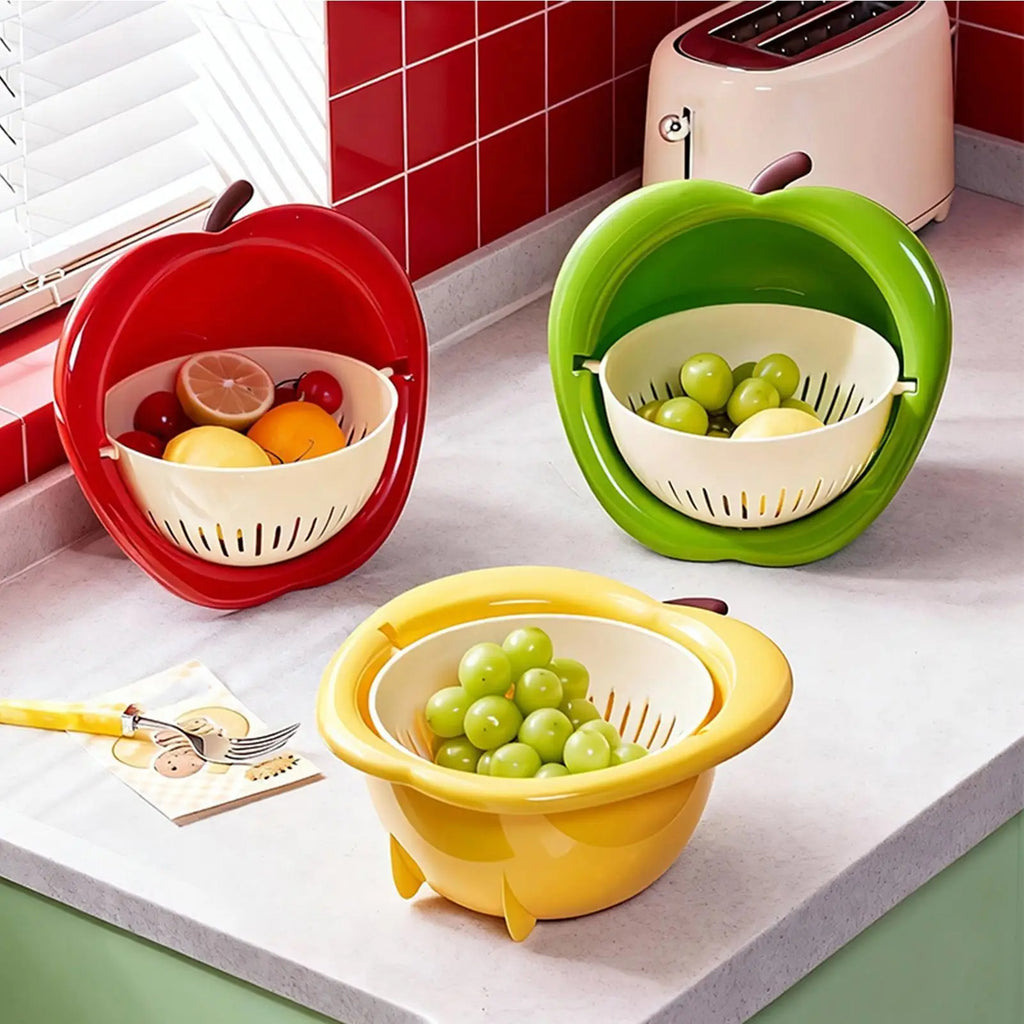 Apples Shape Fruit Strainer Thick Plastic Fast Draining Colander