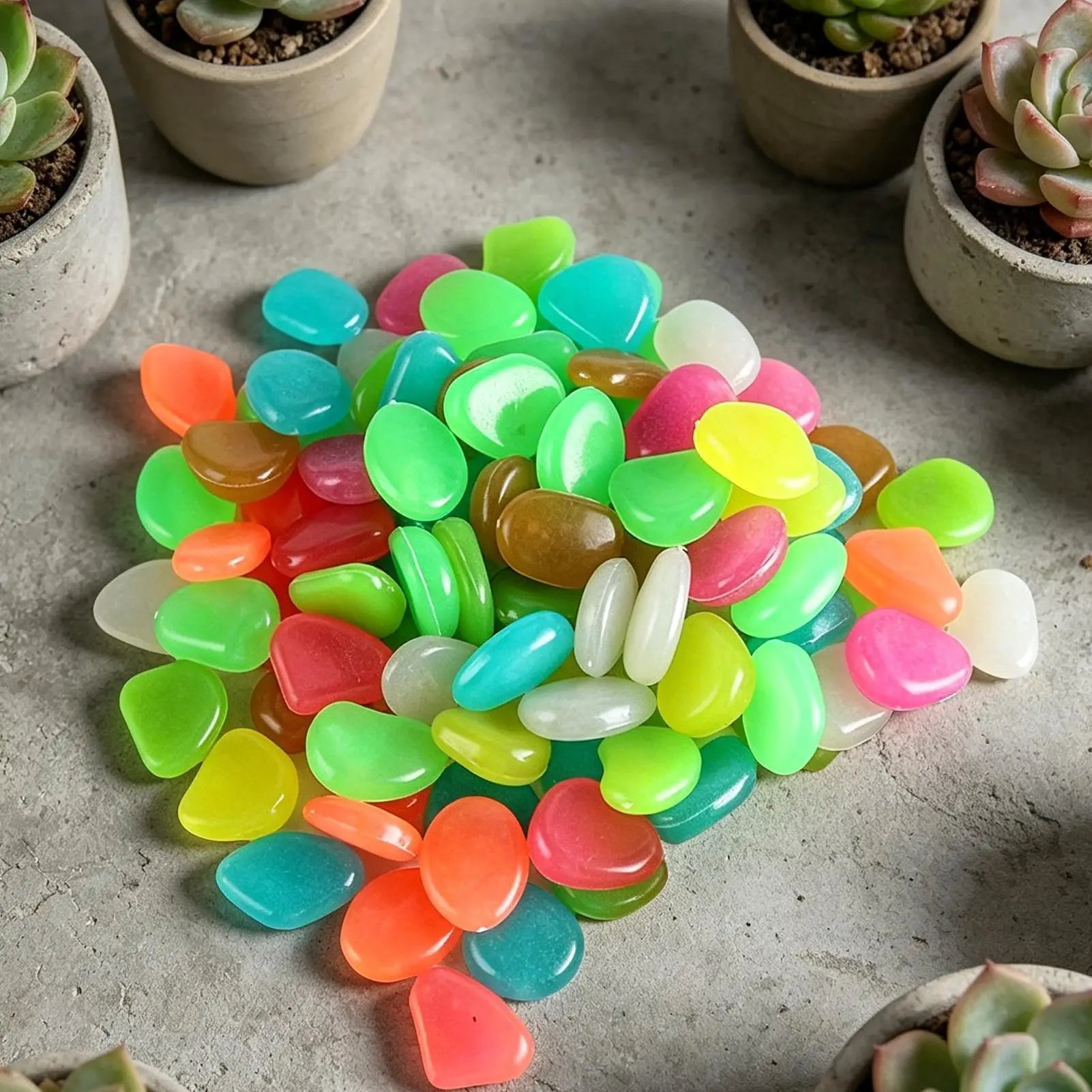 Glow Stones Multicolor Luminous Pebbles Garden Path Decor