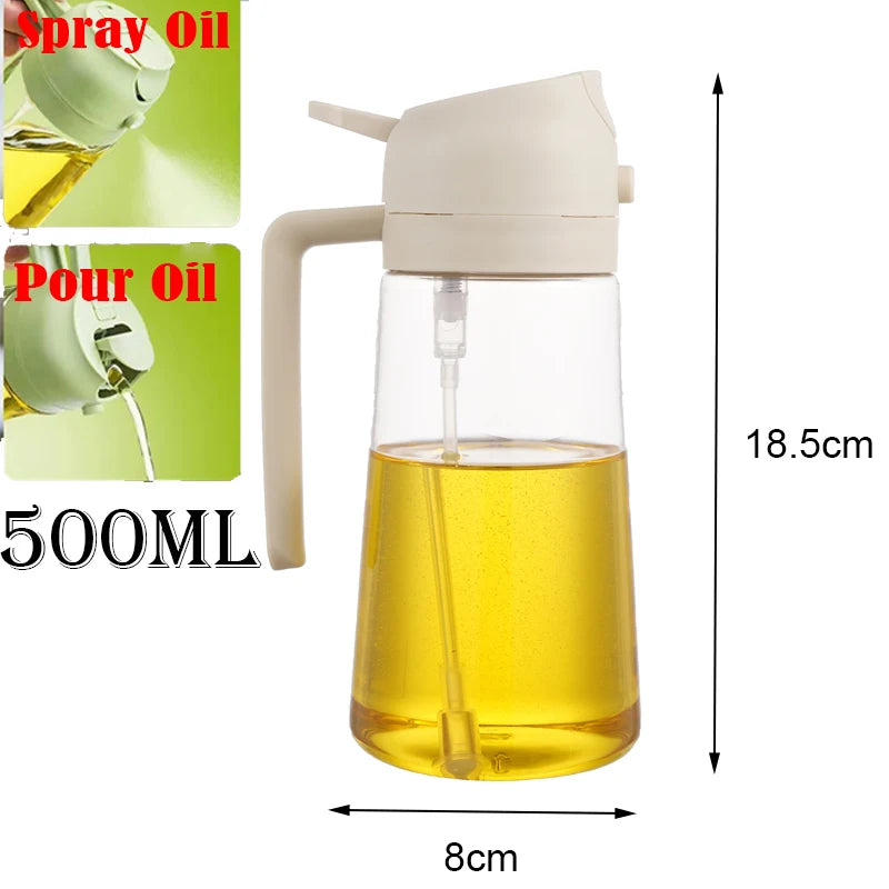 2in1 500ml Plastic kitchen oil sprayer Spray Oil Olive spray bottle for oil Dispenser BBQ Baking Roasting Picnic Kitchen Tool Zpaxo Pour spray white