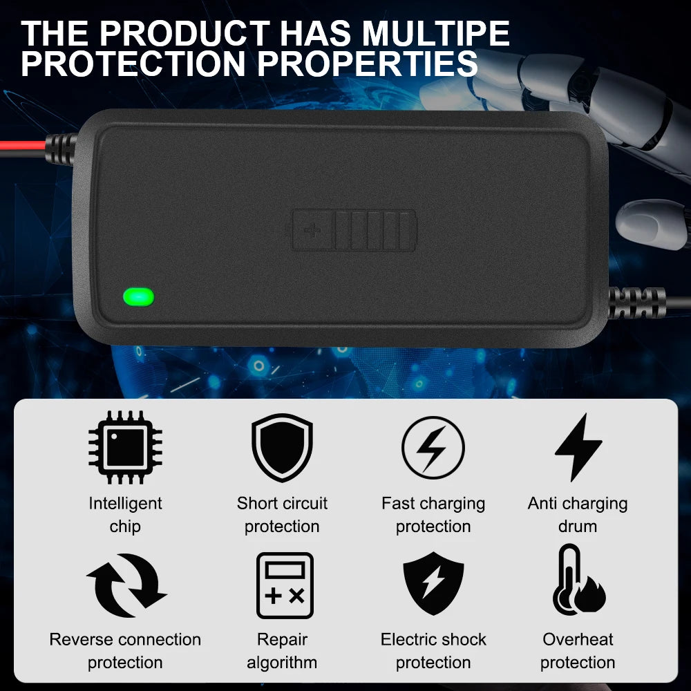 Full Automatic Car Battery Charger 3 Stages Lead Acid AGM GEL