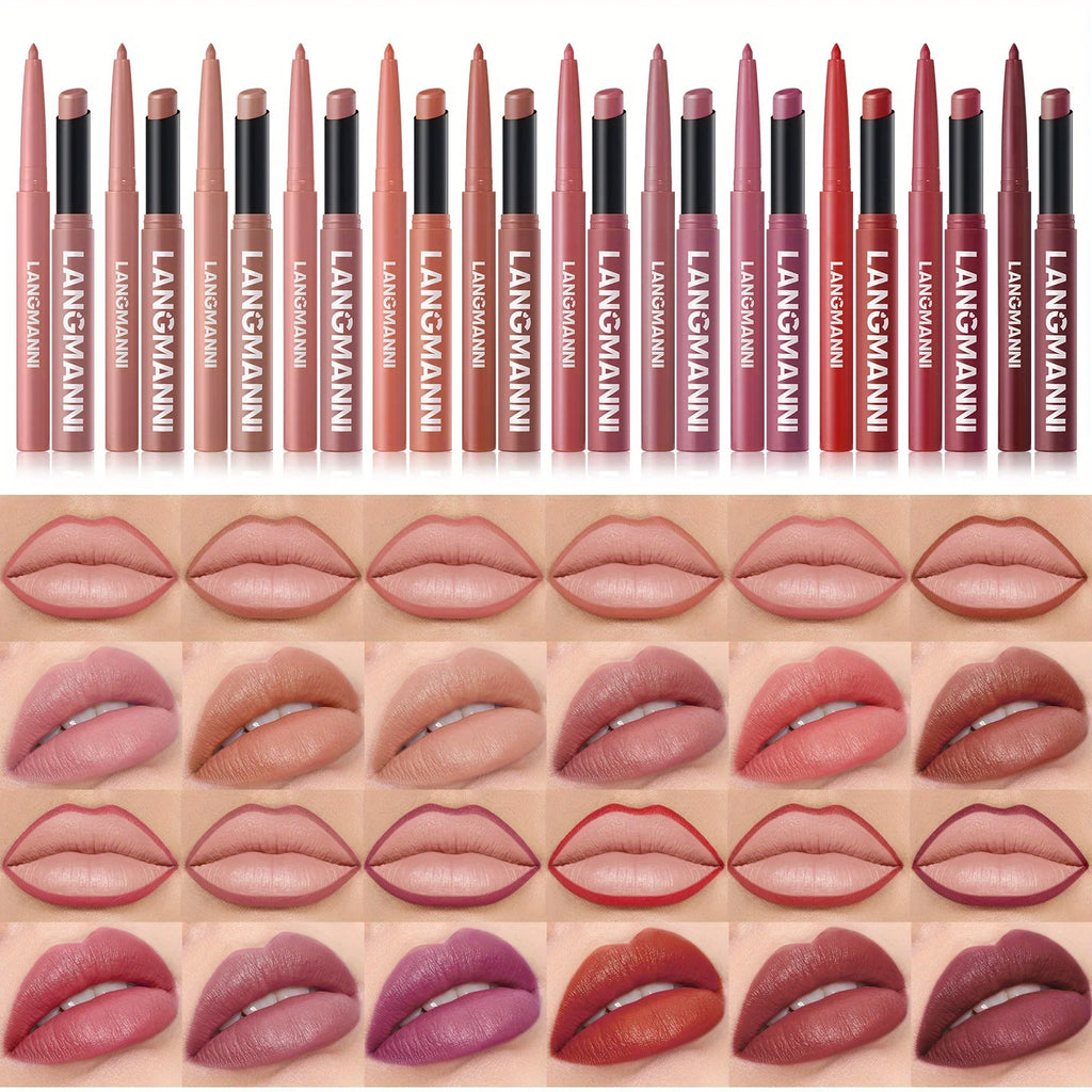 Oblique Rotating Matte Lipstick Lasting & Matte Lip Liner 2 Combination Set Zpaxo