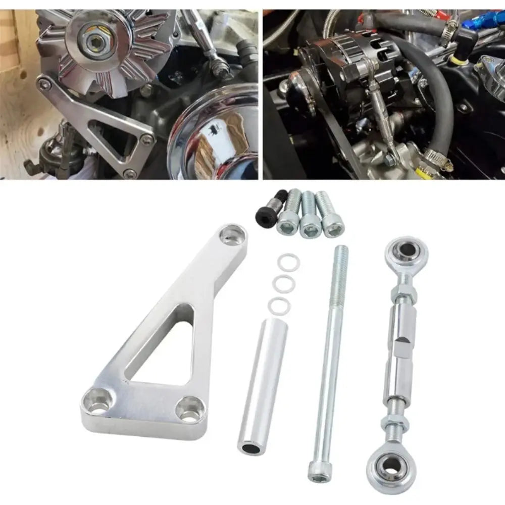 Aluminum Alloy Alternator Bracket Kit Polished Finish Adjustable Design Water Pump Bracket Kit Long Water Pump Zpaxo