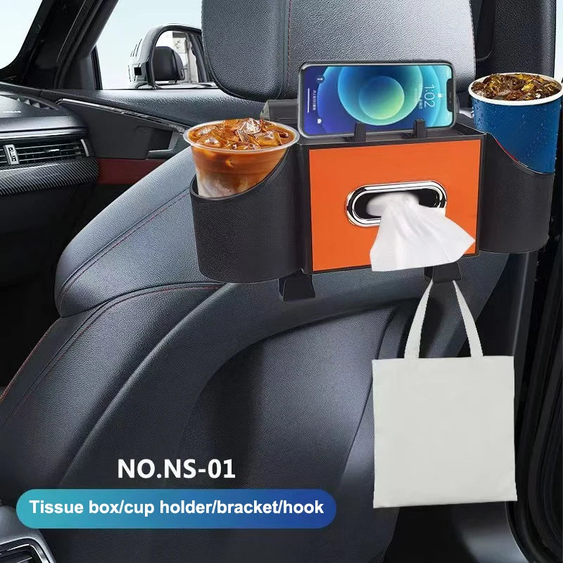 Car Backseat Organizer with Cup Holder & Lid | Hanging Storage