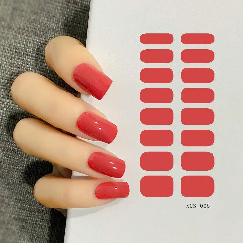 53 Colors Nail Polish Stickers Pure Strips Waterproof Adhesive Full