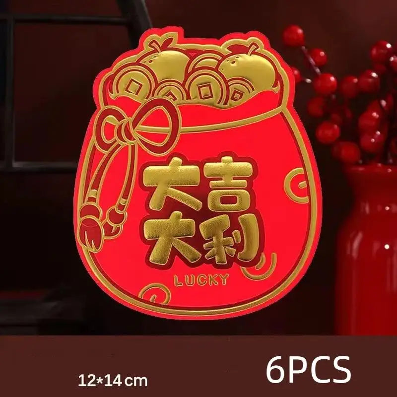 6pc Chinese New Year Red Envelopes Supplies Spring Festival Lucky Money Pockets Decor Spring Festival Supplies Fuzi Red Envelope Zpaxo A2