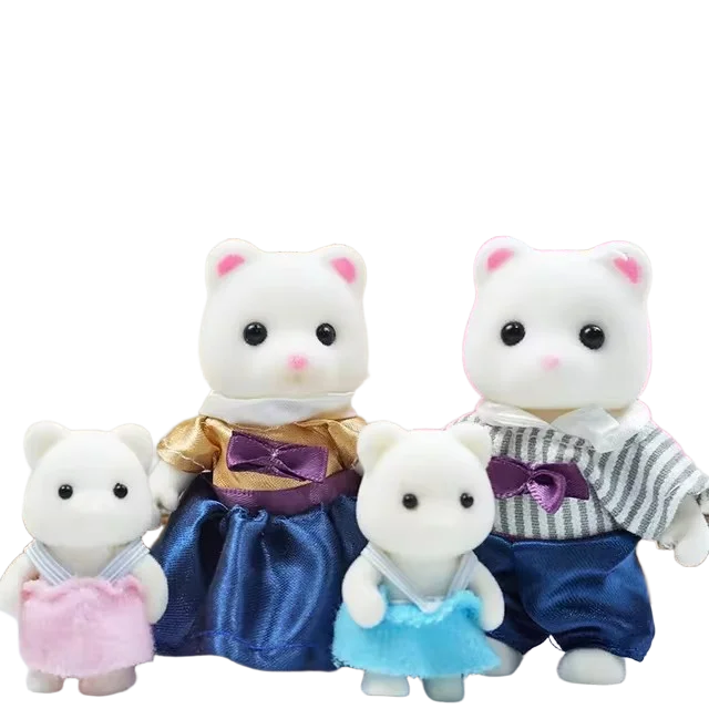 Simulation Forest Rabbit Family Doll Plush Toys Dollhouse Figures DIY Zpaxo White Bear Family