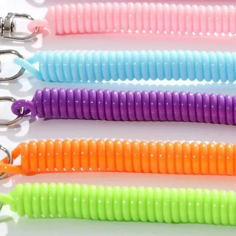 Elastic Spiral Wrist Coil Keychain – Spring Stretch Key Ring