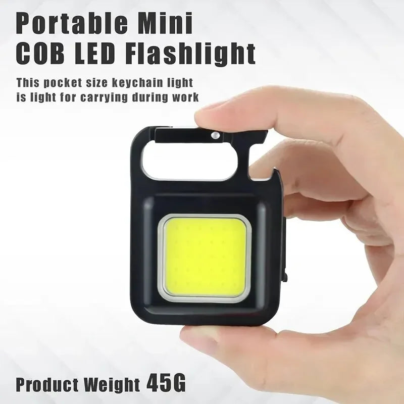 1500LM COB LED Keychain Flashlight – USB Rechargeable & Waterproof