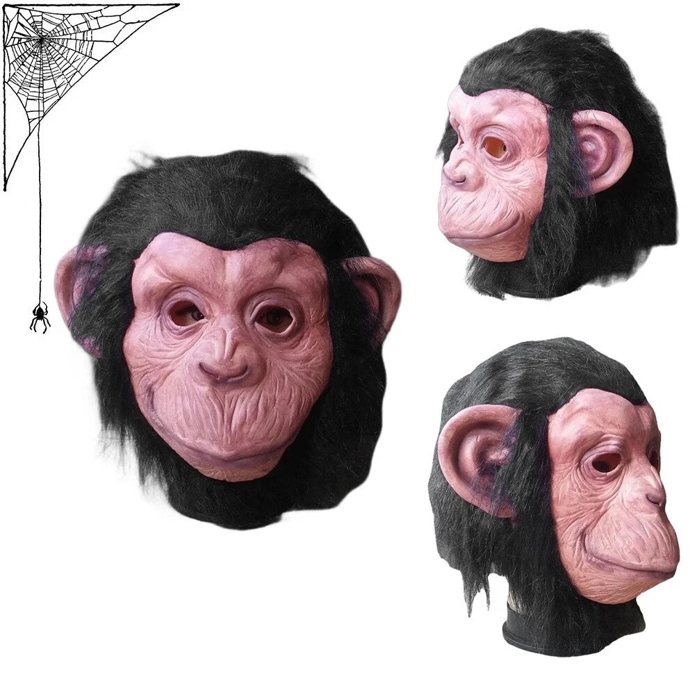 Deluxe Chimp Latex Full Head Mask – Halloween Cosplay Monkey