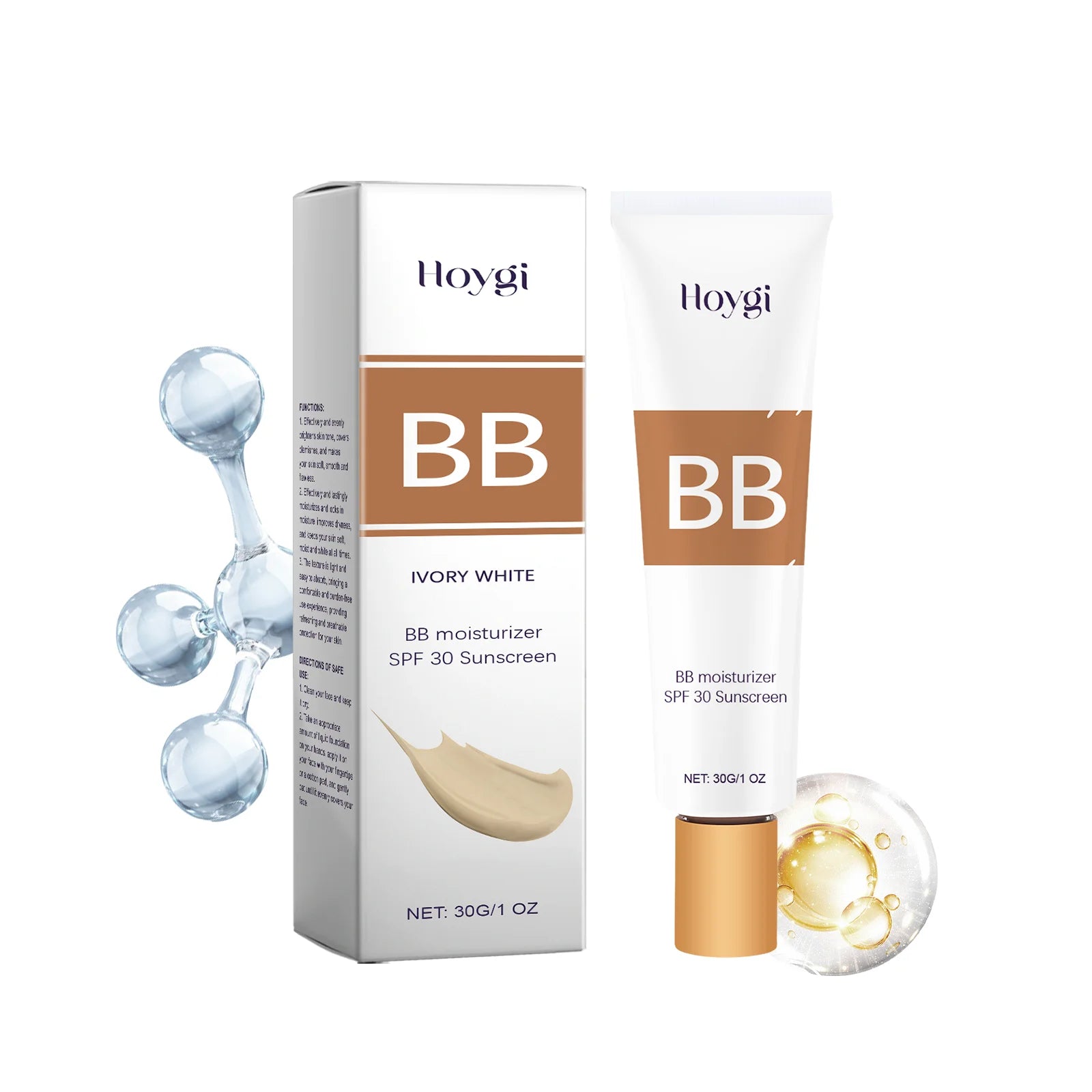 Hoygi SPF30 BB Cream – Oil-Free Full Coverage Moisturizer BB Cream SPF30 Zpaxo Lvory white