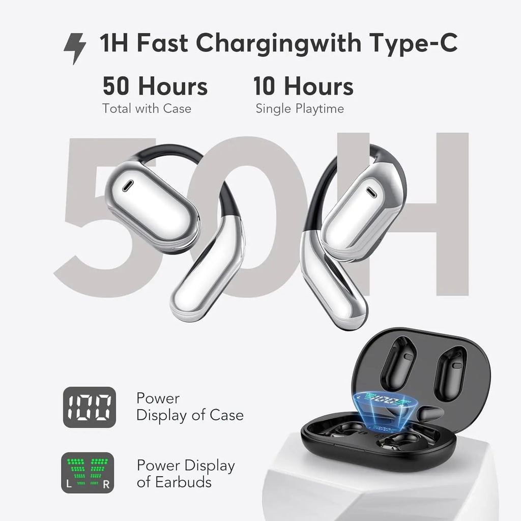 UYUXIO Open Ear BT 5 4 Earbuds Wireless Headphones 50H Playtime Sport