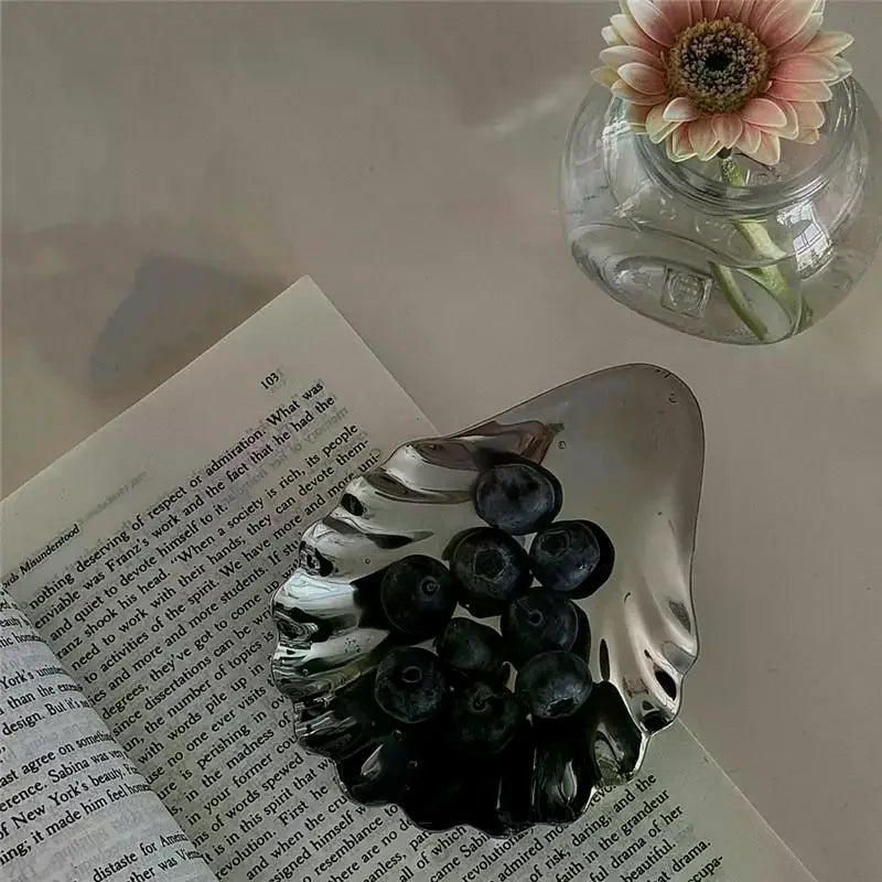 Stainless Steel Plate Shell Shaped Dish Metal Cheese Dessert Dish Plate Jewelry Storage Metal Tray Soap Box Table Decoration Zpaxo