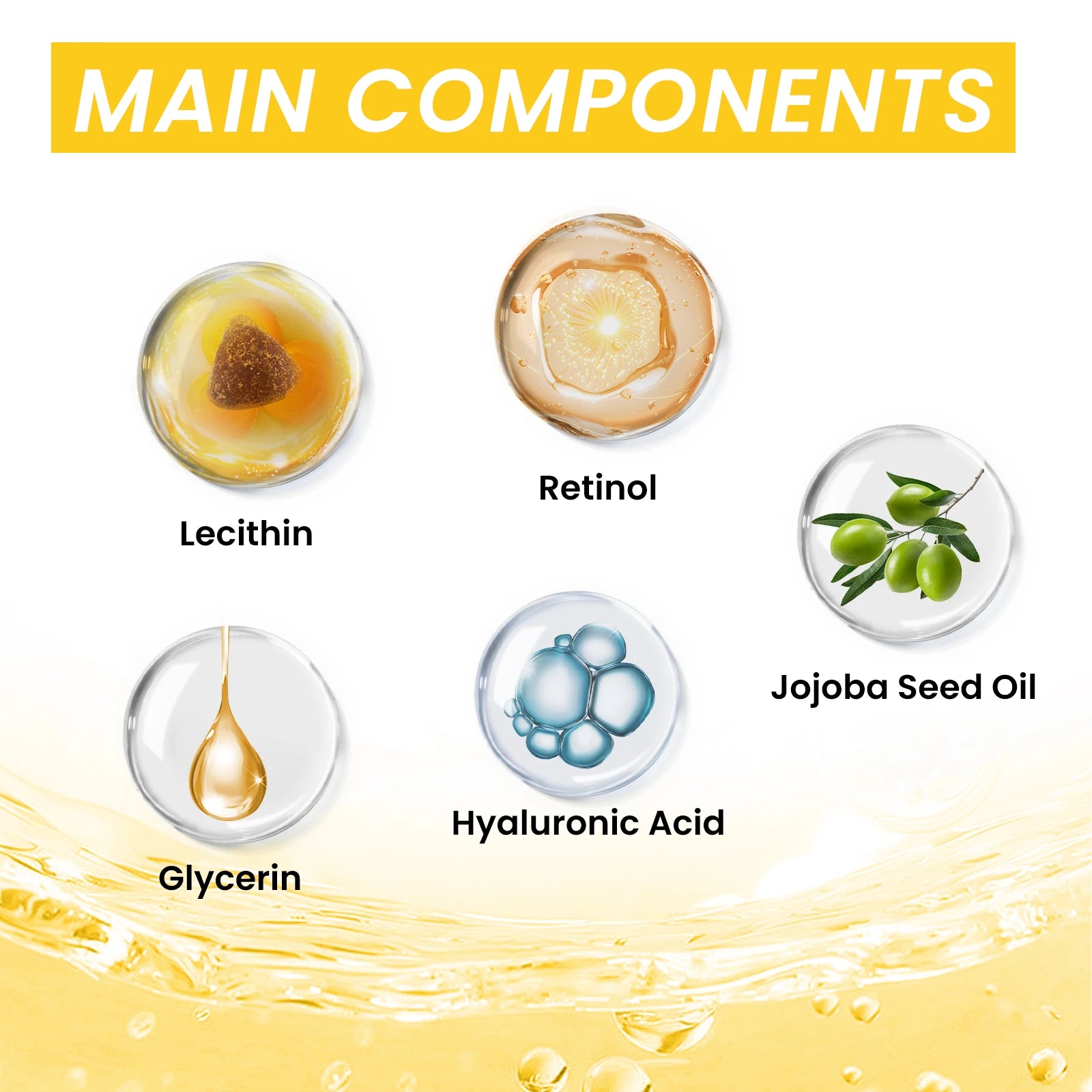 Retinol Anti-Wrinkle Serum Anti Aging Face Lifting Firming Fade Fine Lines Moisturizing Skin Care Hyaluronic Acid Facial Serum Zpaxo