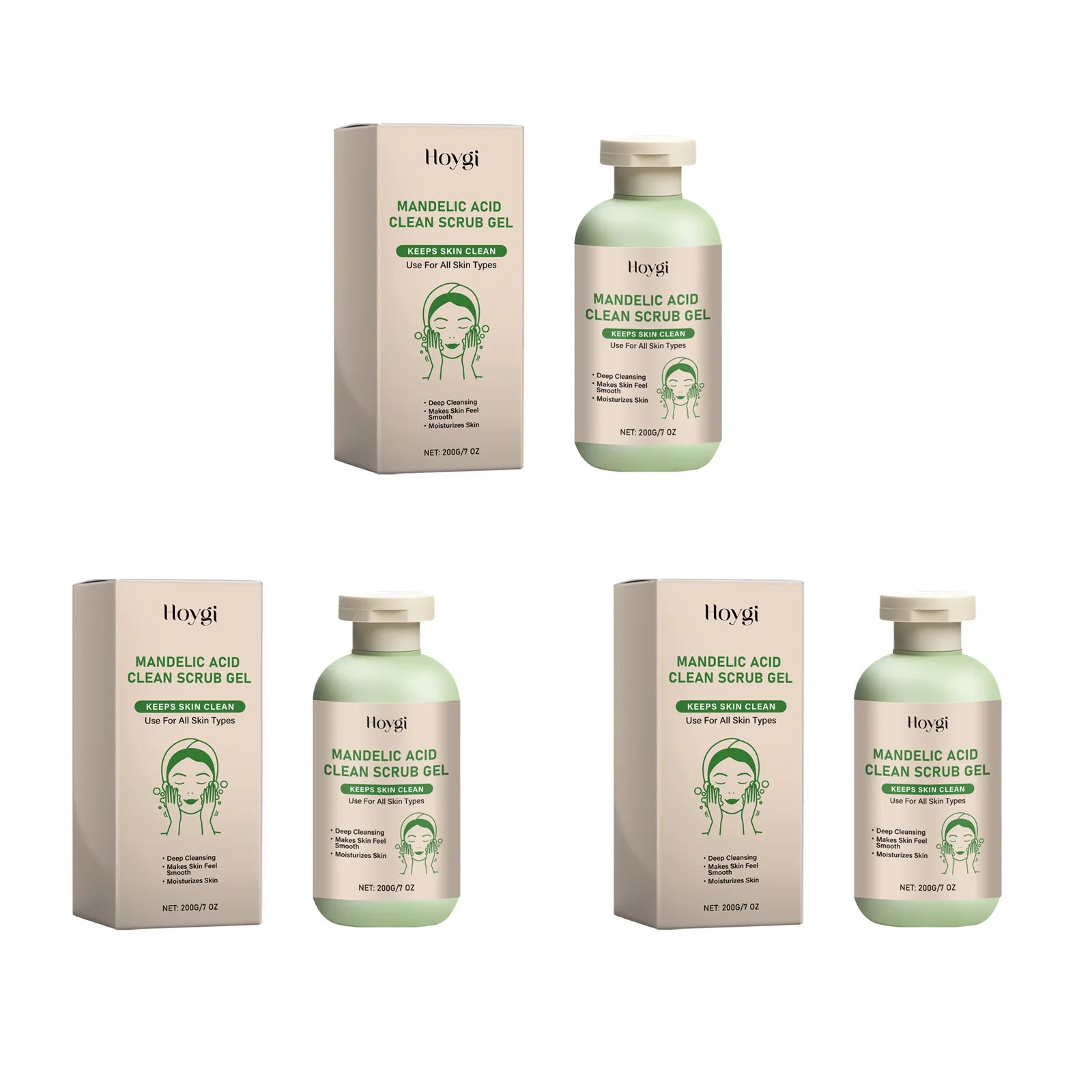 Hoygi Mandelic Acid Body Scrub Gel – Exfoliate & Smooth Skin Body Exfoliating Scrub Zpaxo 3 x 200g Boxed