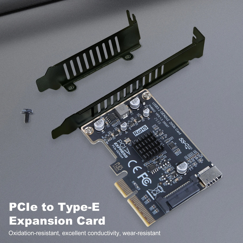 PCIE to Type-E Expansion Card PCI Express X4 to Type E USB 3.2 GEN2 20Gb Riser Board ASM3242 Chip for Desktop Front Panel Type C Zpaxo