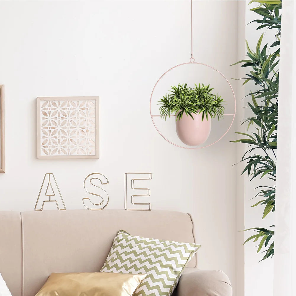 Metal Plant Holders Pots Round Oval Shape Minimalist Planter 2 Wall