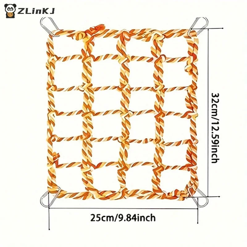 ▶1Pcs Fun Hanging Play Sleep Gear Trending Pet Hammock Net Sturdy Braided Bed For Small Pets Parrots Guinea Pigs Zpaxo
