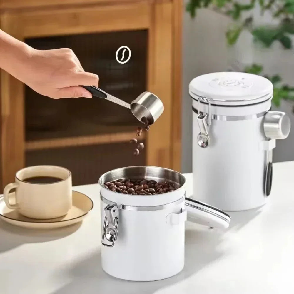 Stainless Steel Airtight Coffee Canister 1.2/1.5/1.8L | Date Tracker Coffee Storage Canister Zpaxo