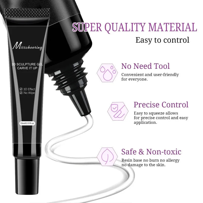 3D Gel Nail Art Modeling Transparent DIY Designs No Wipe Sculpting