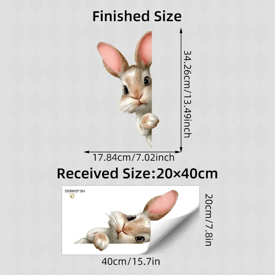 Easter Bunny Peeking Window Decals, Removable Static Cling Stickers, Perfect for Decorating Walls in Bedrooms and Living Rooms