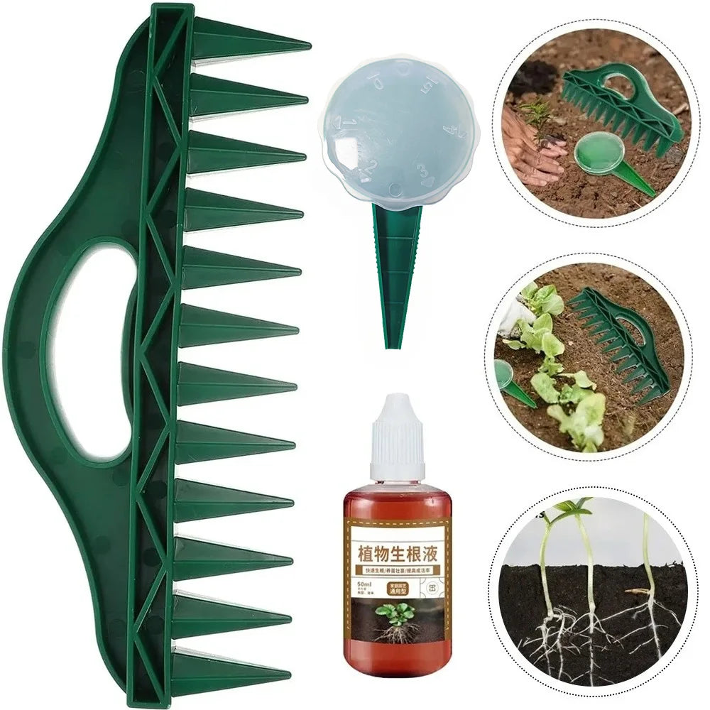 Hand Dibbler Garden Seeder Tool＆Fast Rooting Stimulator, 12-Hole Fast Seeding, Plants Root Supplement for Efficient Gardening Zpaxo