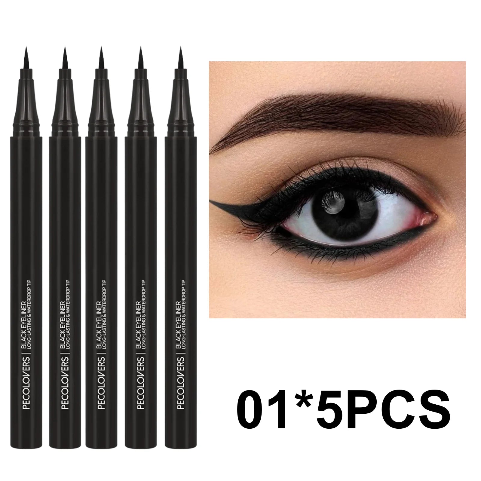 Smooth Liquid Eyeliner Pen Waterproof Long-lasting Makeup Black Zpaxo 01-5PCS