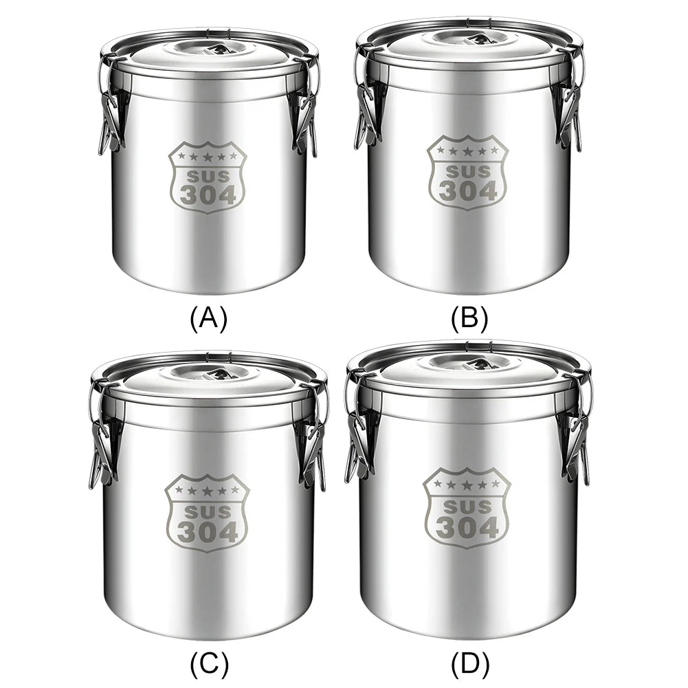 6 12 21 304 Stainless Steel Airtight Canister Lid Food Oil Sugar Milk
