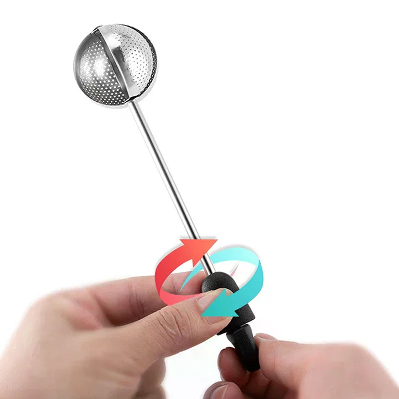 Portable Outdoor 304 Stainless Steel Rotating Tea Infuser With Tea Ball, Tea Strainer, And Filter Mesh; Coffee Grounds Filter Zpaxo