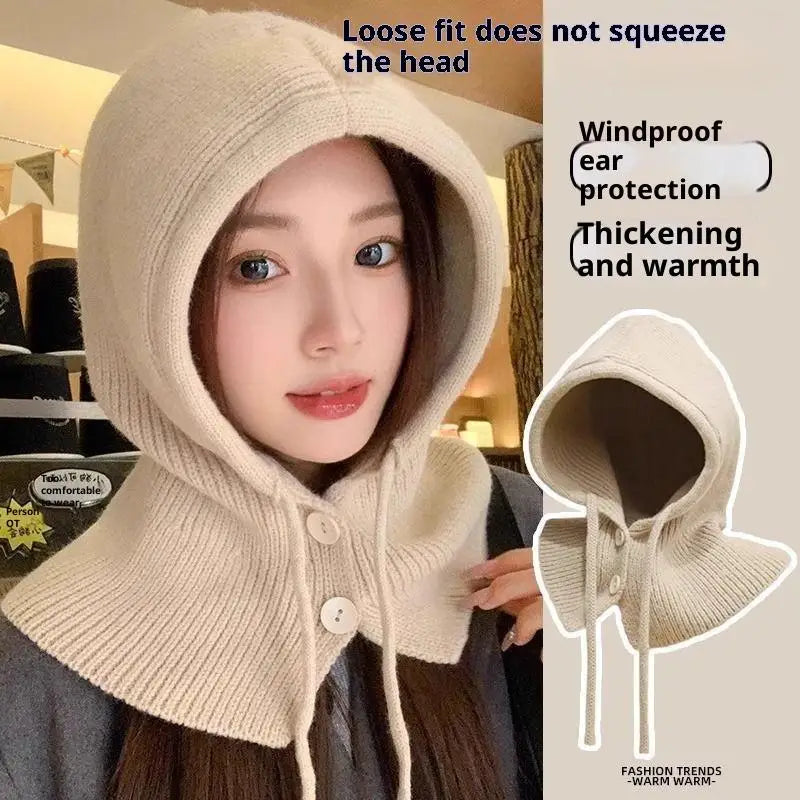 Winter Balaclava Hat Warm Knitted Women's Hood Solid Neck Pullover Zpaxo