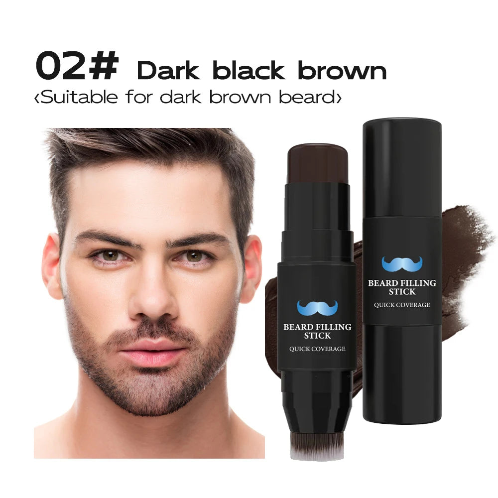 Beard Pencil Filler Stick And Brush for Men,Beard Pen,hair root touch up stick Long Lasting Coverage Moustache & Hair Makeup Zpaxo 02