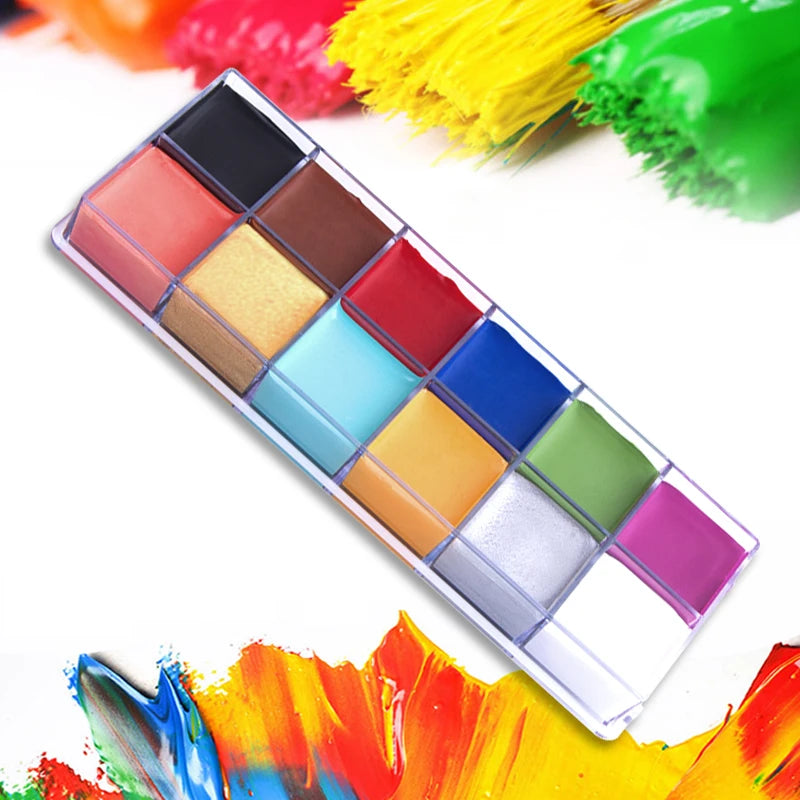 Face Body Oil Paint Palette 12 Colors Stage Special Effects Halloween Zpaxo