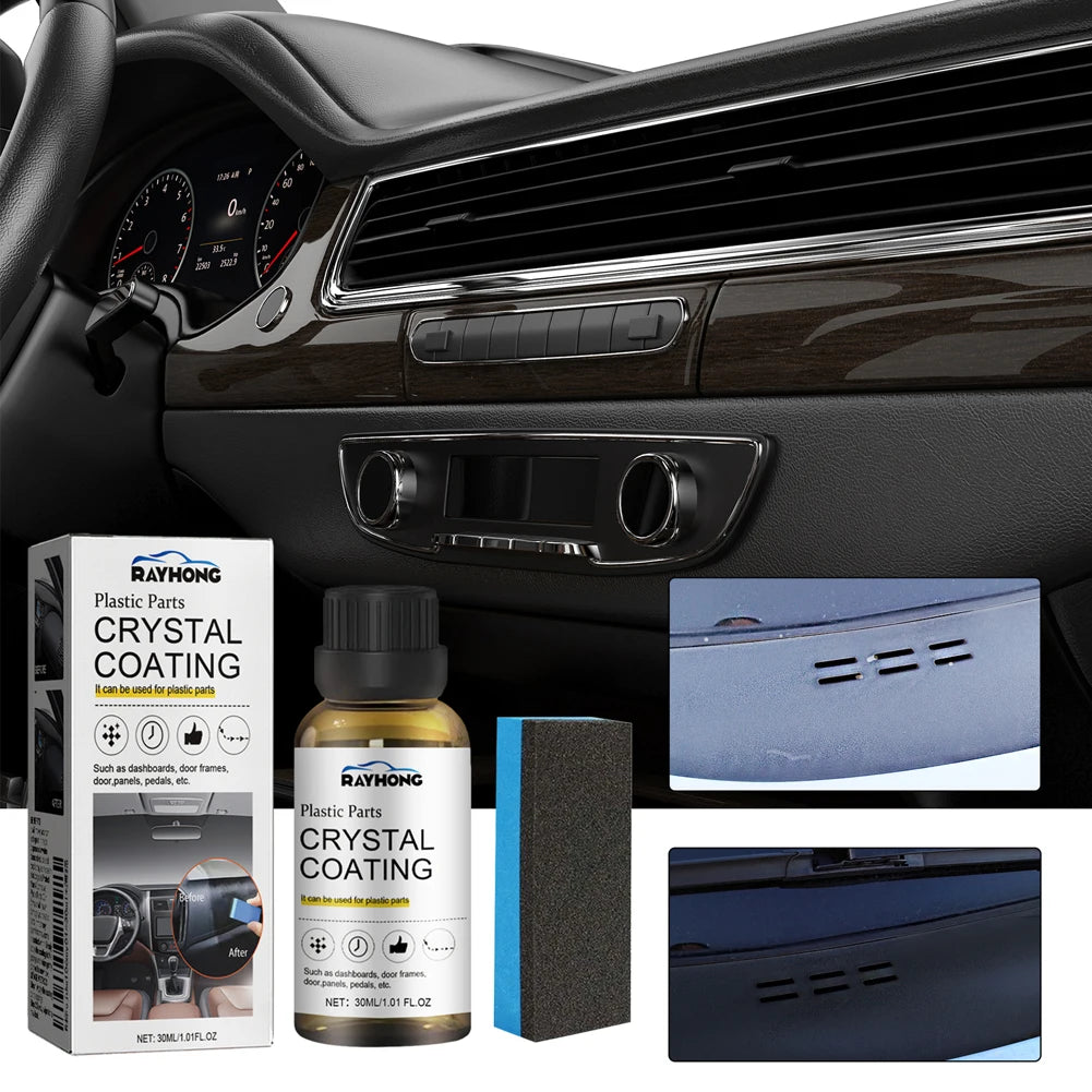 10-1sets Crystal Coating Wax Car Plastic Trim Restorer 30ML Car Panel Renovated Retreading Agent for Car Maintenance Zpaxo